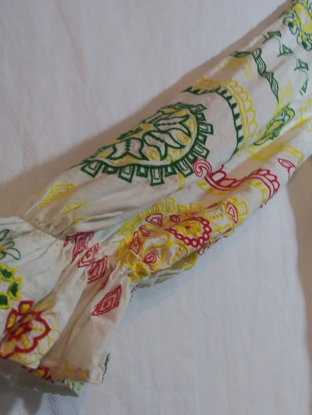 Zara Boho White Maxi Dress with Multicolor Embroidered Medallions Size XS